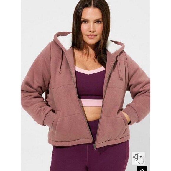 torrid Jackets & Blazers - Torrid Size 2 Pink/White Fleece Fur Lined Bomber Jacket NWT